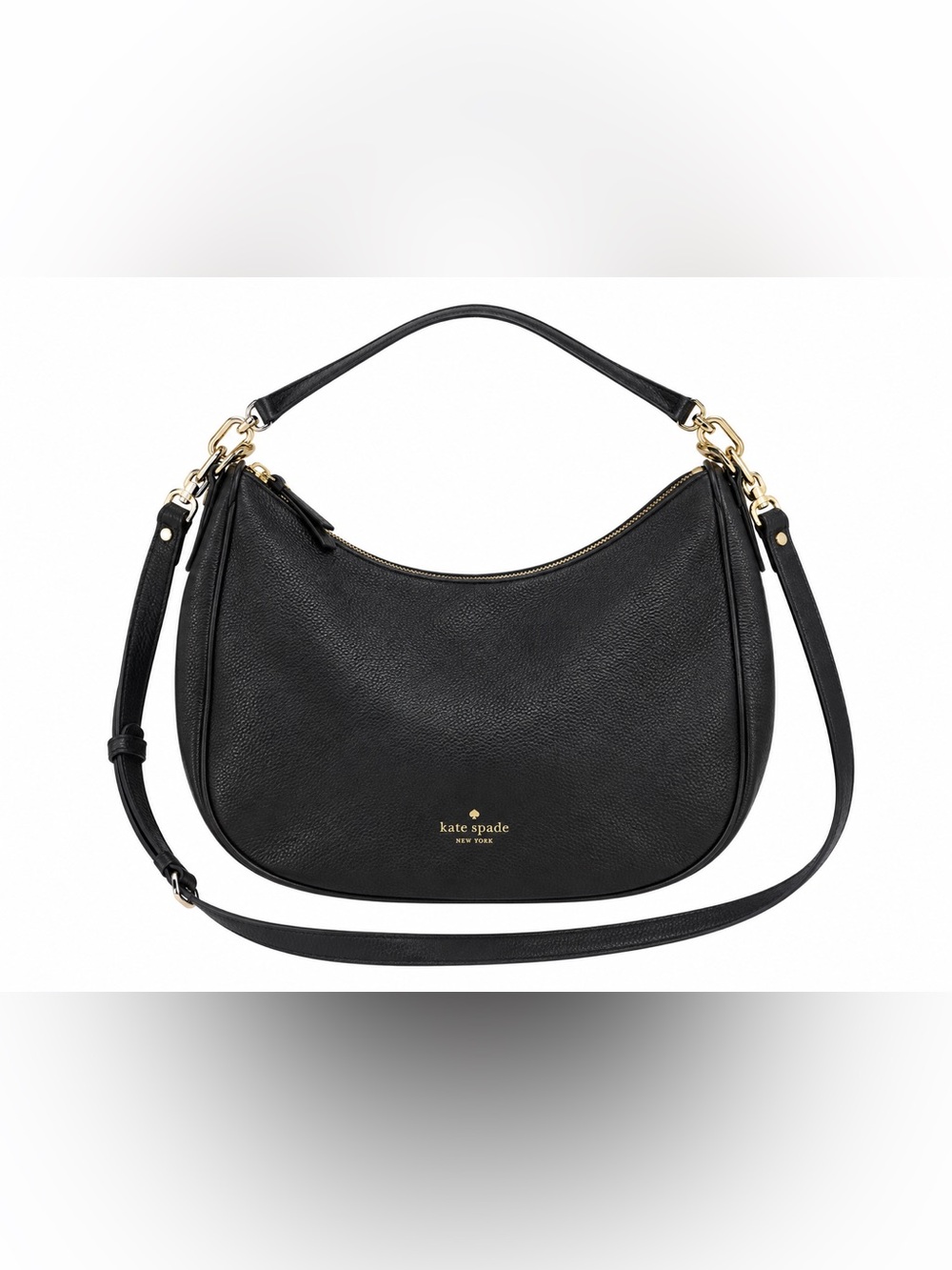 kate spade Black Pebbled Leather Hobo with Gold Hardware